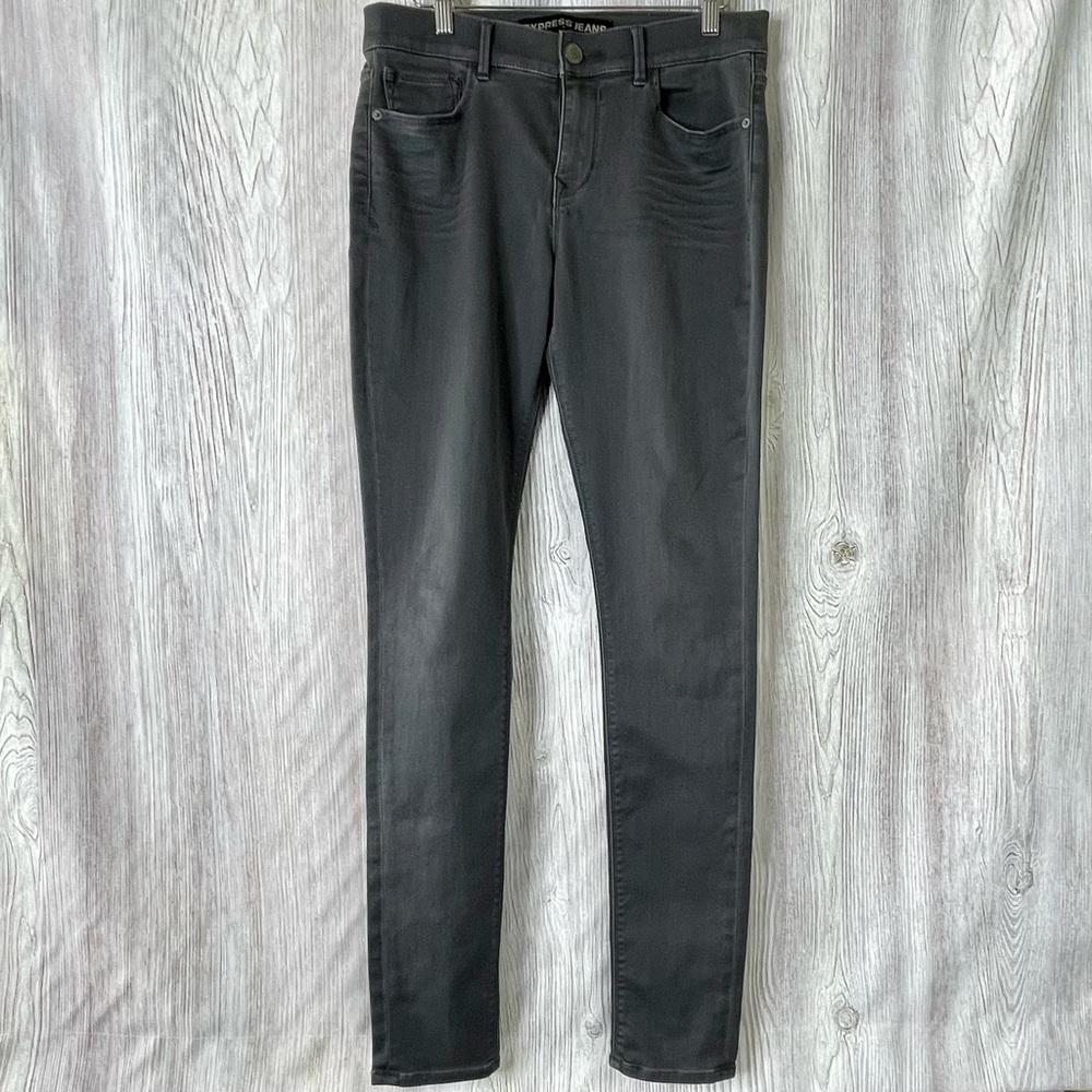Express Mia Mid-Rise Legging Jeans - Grey Wash - Size 8L (Long)